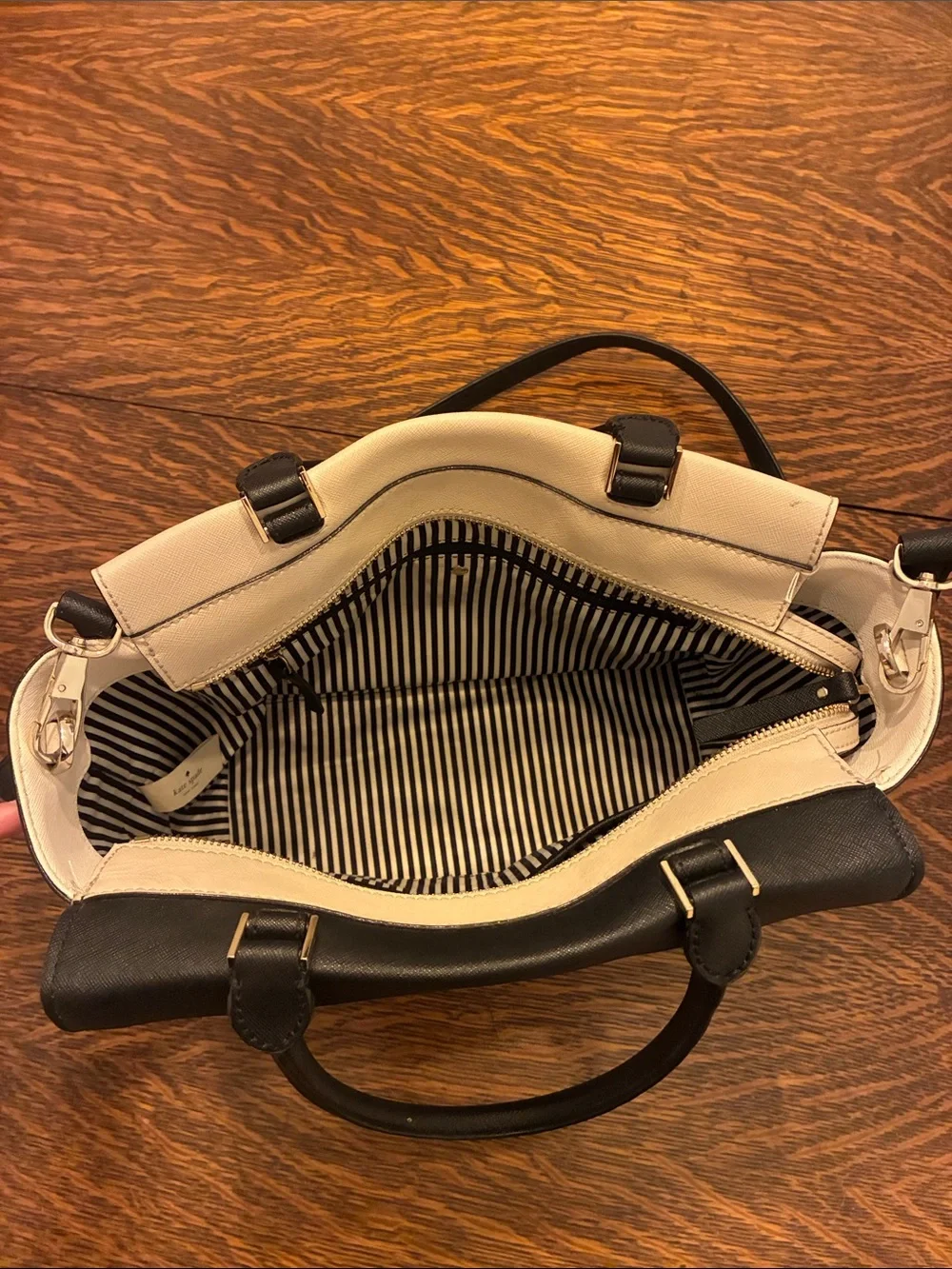 kate spade Black and Cream Structured Satchel